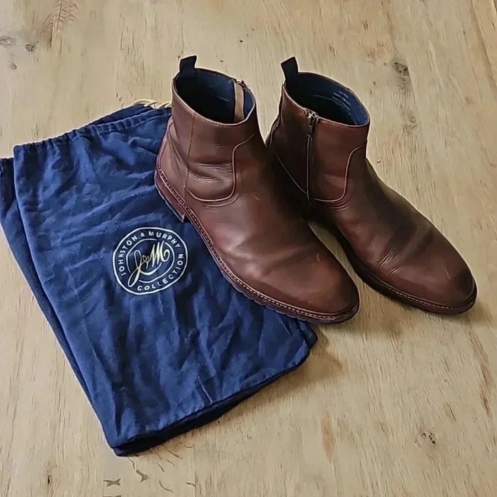Johnston & Murphy Collection Zip Up Brown Knox Boots Size 13